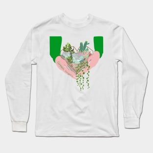 Green fingers succulent terrarium Long Sleeve T-Shirt